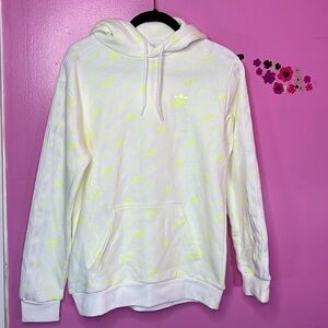 Adidas sweatshirt with hood white and neon size small